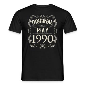 Vintage - Original depuis mai 1990 Anniversaire - T-shirt homme - noir - Devant - AI Model Male 178 light (178cm)