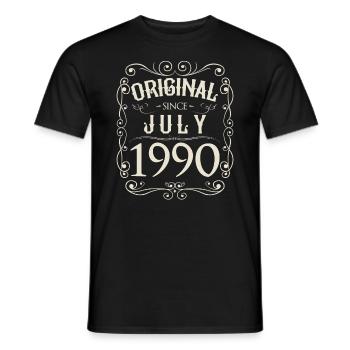 Vintage - Original depuis juillet 1990 Anniversaire - T-shirt homme - noir - Devant - AI Model Male 178 light (178cm)
