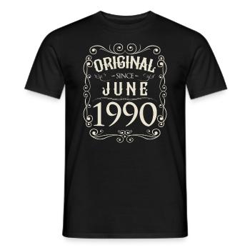 Vintage - Original depuis juin 1990 Anniversaire - T-shirt homme - noir - Devant - AI Model Male 178 light (178cm)