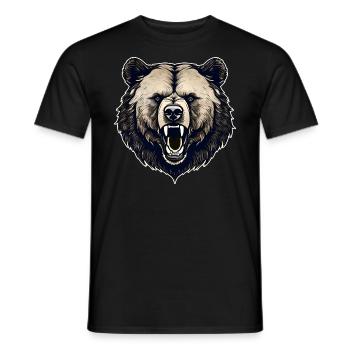 Stolzer brüllender Bär im Retro Style - Männer T-Shirt - Schwarz - Vorne - AI Model Male 178 light (178cm)