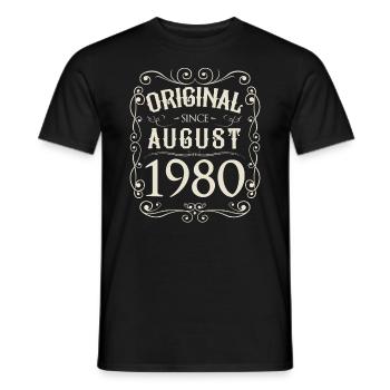 Vintage - Original since August 1980 Geburtstag - Männer T-Shirt - Schwarz - Vorne - AI Model Male 178 light (178cm)
