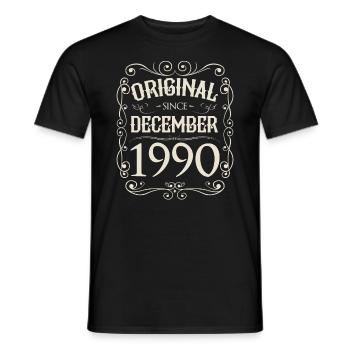 Vintage - Original depuis décembre 1990 Anniversaire - T-shirt homme - noir - Devant - AI Model Male 178 light (178cm)