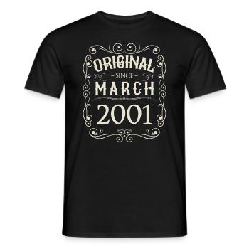 Millésime - Original depuis mars 2001 Anniversaire - T-shirt homme - noir - Devant - AI Model Male 178 light (178cm)