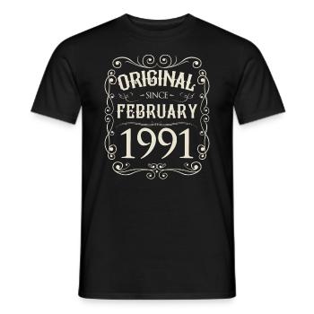 Vintage - Original depuis février 1991 Anniversaire - T-shirt homme - noir - Devant - AI Model Male 178 light (178cm)