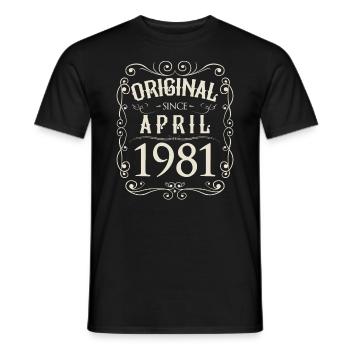 Vintage - Original since April 1981 Geburtstag - Männer T-Shirt - Schwarz - Vorne - AI Model Male 178 light (178cm)