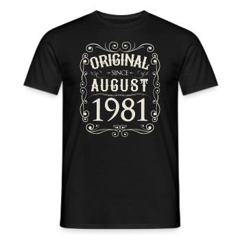 Vintage - Original since August 1981 Geburtstag - Männer T-Shirt - Schwarz - Vorne - AI Model Male 178 light (178cm)