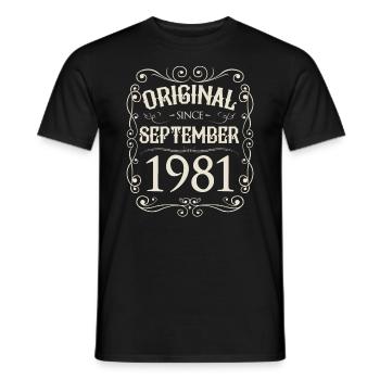 Vintage - Original since September 1981 Geburtstag - Männer T-Shirt - Schwarz - Vorne - AI Model Male 178 light (178cm)