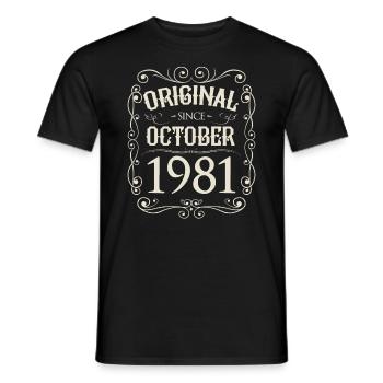 Vintage - Original since Oktober 1981 Geburtstag - Männer T-Shirt - Schwarz - Vorne - AI Model Male 178 light (178cm)