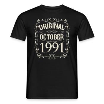 Vintage - Original depuis octobre 1991 Anniversaire - T-shirt homme - noir - Devant - AI Model Male 178 light (178cm)