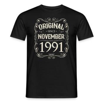 Vintage - Original depuis novembre 1991 Anniversaire - T-shirt homme - noir - Devant - AI Model Male 178 light (178cm)