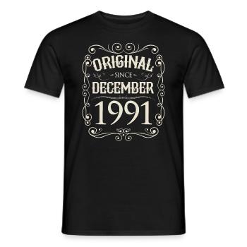 Millésime - Original depuis décembre 1991 Anniversaire - T-shirt homme - noir - Devant - AI Model Male 178 light (178cm)