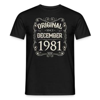 Vintage - Original since Dezember 1981 Geburtstag - Männer T-Shirt - Schwarz - Vorne - AI Model Male 178 light (178cm)