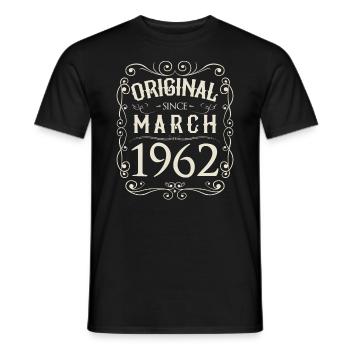 Vintage - Original since März 1962 Geburtstag - Männer T-Shirt - Schwarz - Vorne - AI Model Male 178 light (178cm)
