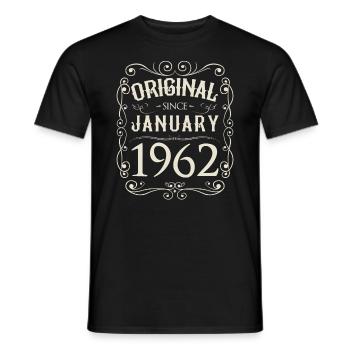 Vintage - Original since Januar 1962 Geburtstag - Männer T-Shirt - Schwarz - Vorne - AI Model Male 178 light (178cm)
