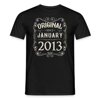 Vintage - Original since Januar 2013 Geburtstag - Männer T-Shirt - Schwarz - Vorne - AI Model Male 178 light (178cm)