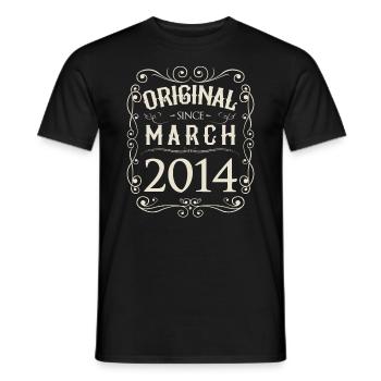 Vintage - Original since März 2014 Geburtstag - Männer T-Shirt - Schwarz - Vorne - AI Model Male 178 light (178cm)