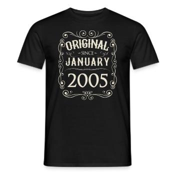 Vintage - Original since January 2005 birthday - Men's T-Shirt - black - Front - AI Model Male 178 light (178cm)