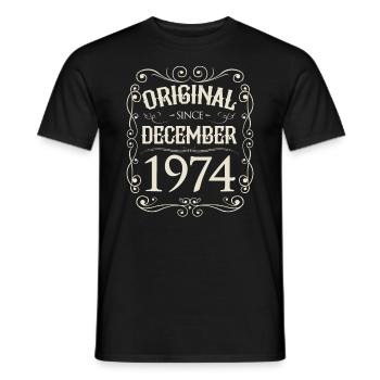 Vintage - Original since December 1974 birthday - Men's T-Shirt - black - Front - AI Model Male 178 light (178cm)