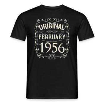 Vintage - Original since February 1956 Birthday - Men's T-Shirt - black - Front - AI Model Male 178 light (178cm)