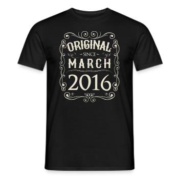 Vintage - Original since March 2016 Birthday - Men's T-Shirt - black - Front - AI Model Male 178 light (178cm)