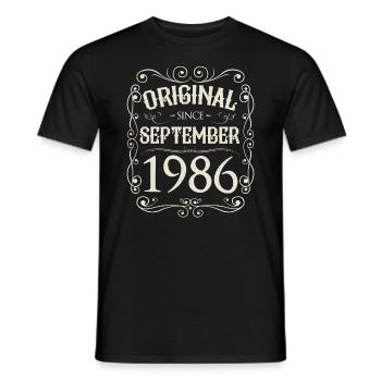 Vintage - Original since September 1986 Geburtstag - Männer T-Shirt - Schwarz - Vorne - AI Model Male 178 light (178cm)