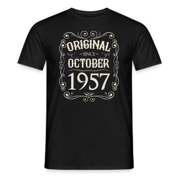 Vintage - Original depuis l'anniversaire d'octobre 1957 - T-shirt homme - noir - Devant - AI Model Male 178 light (178cm)