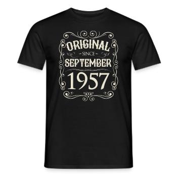 Vintage - Original depuis l'anniversaire de septembre 1957 - T-shirt homme - noir - Devant - AI Model Male 178 light (178cm)