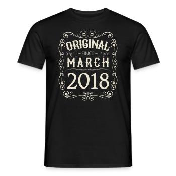 Vintage - Original since March 2018 birthday - Men's T-Shirt - black - Front - AI Model Male 178 light (178cm)
