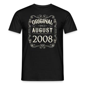 Vintage - Original since August 2008 Geburtstag - Männer T-Shirt - Schwarz - Vorne - AI Model Male 178 light (178cm)