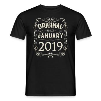 Millésime - Original depuis janvier 2019 Anniversaire - T-shirt homme - noir - Devant - AI Model Male 178 light (178cm)