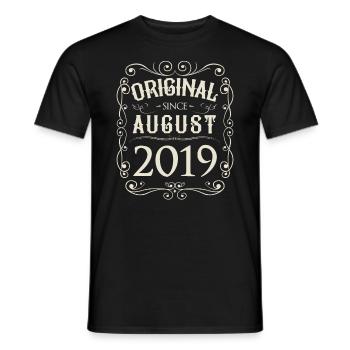 Vintage - Original depuis août 2019 Anniversaire - T-shirt homme - noir - Devant - AI Model Male 178 light (178cm)