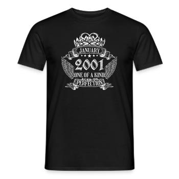 One of a Kind January 2001 Birthday - Men's T-Shirt - black - Front - AI Model Male 178 light (178cm)