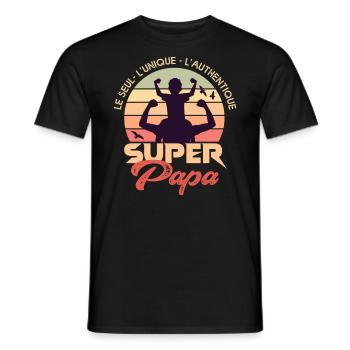 Super papa superpapa cadeau papa fete - T-shirt homme - noir - Devant - AI Model Male 178 light (178cm)