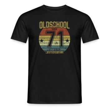 October 1971 - Birthday in October Oldschool - Men's T-Shirt - black - Front - AI Model Male 178 light (178cm)