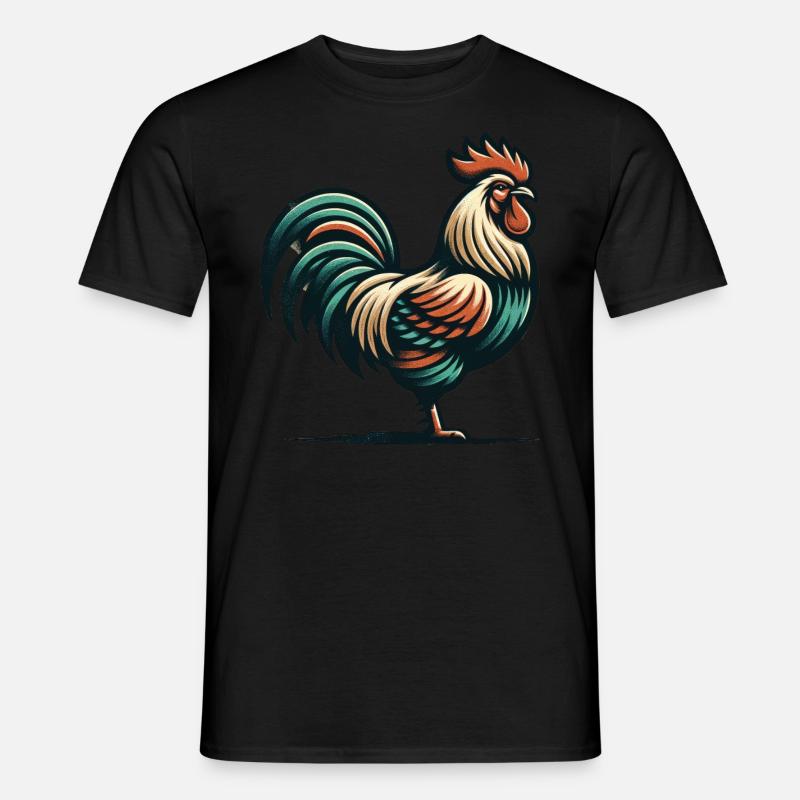 Breloque Coq Rustique - T-shirt homme - noir