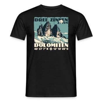 Three Peaks Dolomites Souvenir Tre Cime Lavaredo - Men's T-Shirt - black - Front - AI Model Male 178 light (178cm)