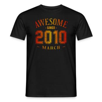 Mars 2010 - Anniversaire en mars Génial - T-shirt homme - noir - Devant - AI Model Male 178 light (178cm)