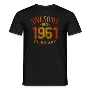 February 1961 - Geburtstag im Februar Awesome - Männer T-Shirt - Schwarz - Vorne - AI Model Male 178 light (178cm)