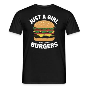 Just A Girl Who Loves Burgers Casual Style - Men's T-Shirt - black - Front - AI Model Male 178 light (178cm)