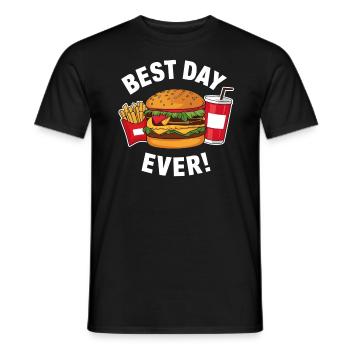 Best Day Ever Burger Fries Soda - Men's T-Shirt - black - Front - AI Model Male 178 light (178cm)