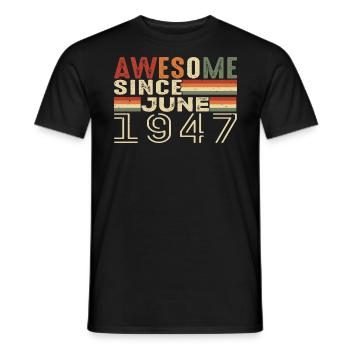 June 1947 Original 1947 Jubilee 1947 June 1947 - Men's T-Shirt - black - Front - AI Model Male 178 light (178cm)