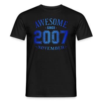 Novembre 2007 - Anniversaire en novembre Génial - T-shirt homme - noir - Devant - AI Model Male 178 light (178cm)