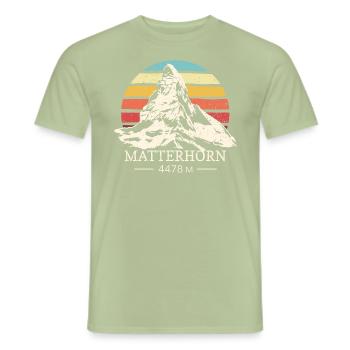 Matterhorn Climbing Finisher Skiing Zermatt - Men's T-Shirt - sage - Front - AI Model Male 178 light (178cm)
