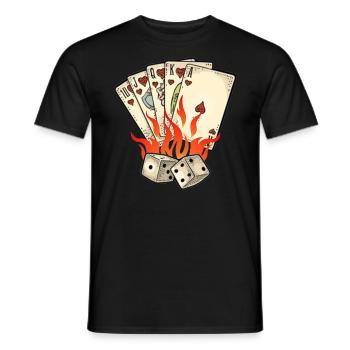 Cards Dice On Fire - Men's T-Shirt - black - Front - AI Model Male 178 light (178cm)