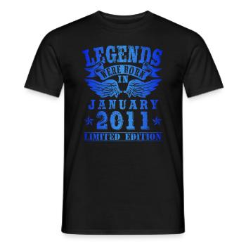 Legends were born in January 2011 Birthday - Men's T-Shirt - black - Front - AI Model Male 178 light (178cm)