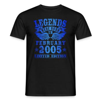 Les légendes sont nées le jour de l'anniversaire de février 2005 - T-shirt homme - noir - Devant - AI Model Male 178 light (178cm)