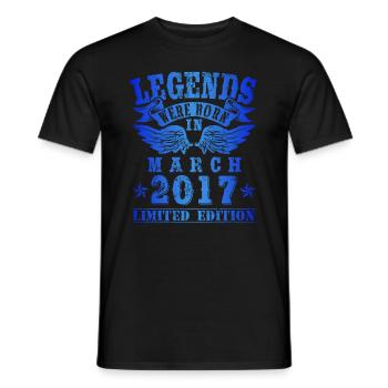 Les légendes sont nées en mars 2017 Anniversaire - T-shirt homme - noir - Devant - AI Model Male 178 light (178cm)