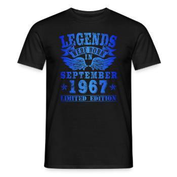 Les légendes sont nées en septembre 1967 Anniversaire - T-shirt homme - noir - Devant - AI Model Male 178 light (178cm)