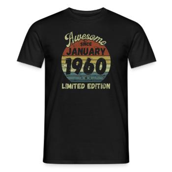 Awesome since January 1960 - Geburtstag - Männer T-Shirt - Schwarz - Vorne - AI Model Male 178 light (178cm)