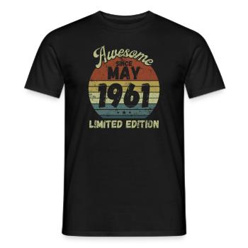 Awesome since May 1961 - Geburtstag - Männer T-Shirt - Schwarz - Vorne - AI Model Male 178 light (178cm)